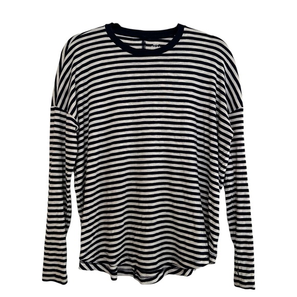 aerie Tops - Aerie Real Soft navy and white striped long sleeve top with thumb holes Small